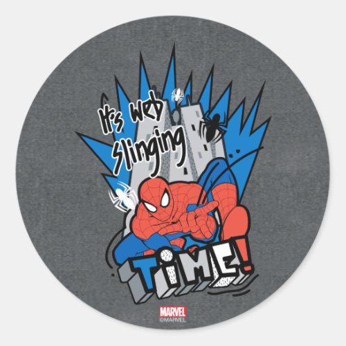 Spider_Man Its Web Slinging Time Classic Round Sticker