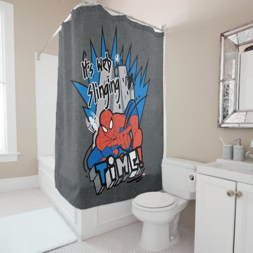 Spider_Man Its Web Slinging Time Shower Curtain