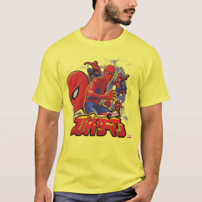 Spider-Man Japanese T Shirt Mens Licensed Marvel Superhero Avengers Tee Black 