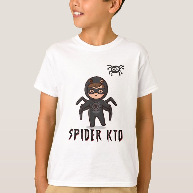 Spider Man Kid Cartoon | Cute Spidey on the Back T-Shirt (Front)