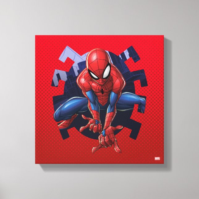 Spider-Man Leaping Out Of Spider Graphic Canvas Print (Front)