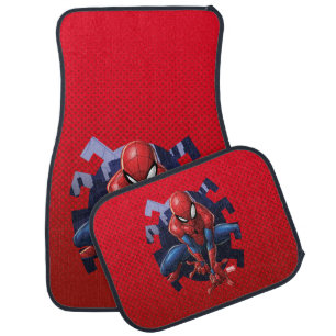 Spider-Man Leaping Out Of Spider Graphic Car Floor Mat