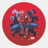 Spider-Man | Web-Shooting Leap Classic Round Sticker | Zazzle