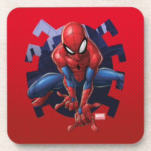 Spider-Man Leaping Out Of Spider Graphic Coaster