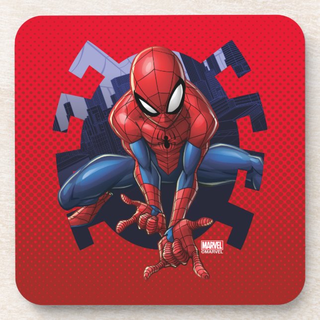 Spider-Man Leaping Out Of Spider Graphic Coaster (Front)
