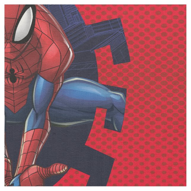 Spider-Man Leaping Out Of Spider Graphic Fabric (Close Up)