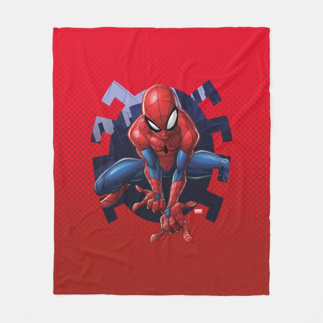 Spider-Man Leaping Out Of Spider Graphic Fleece Blanket (Front)