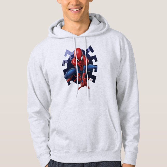 Spider-Man Leaping Out Of Spider Graphic Hoodie (Front)
