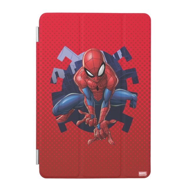 Spider-Man Leaping Out Of Spider Graphic iPad Mini Cover (Front)