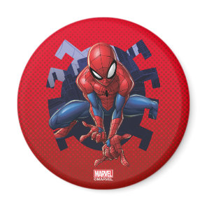 Spider-Man Leaping Out Of Spider Graphic Magnet