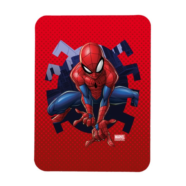 Spider-Man Leaping Out Of Spider Graphic Magnet (Vertical)