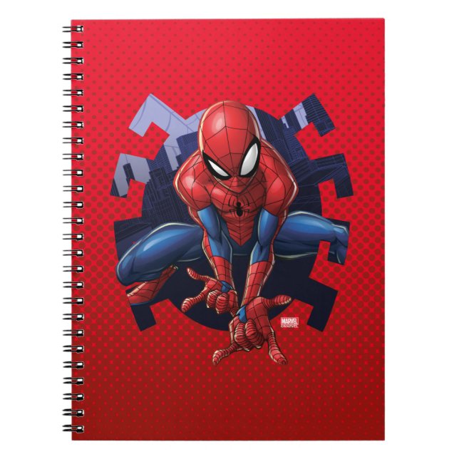 Spider-Man Leaping Out Of Spider Graphic Notebook (Front)