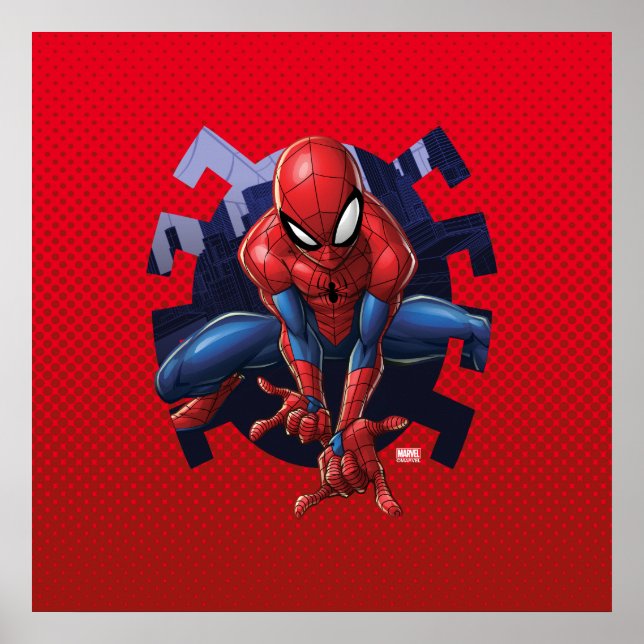 Spider-Man Leaping Out Of Spider Graphic Poster (Front)