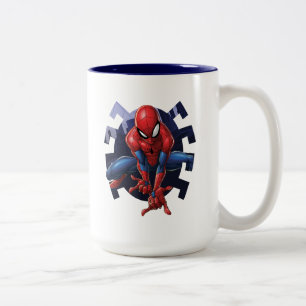 Spider-Man Leaping Out Of Spider Graphic Two-Tone Coffee Mug