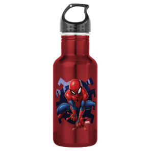 Spider-Man Leaping Out Of Spider Graphic Water Bottle