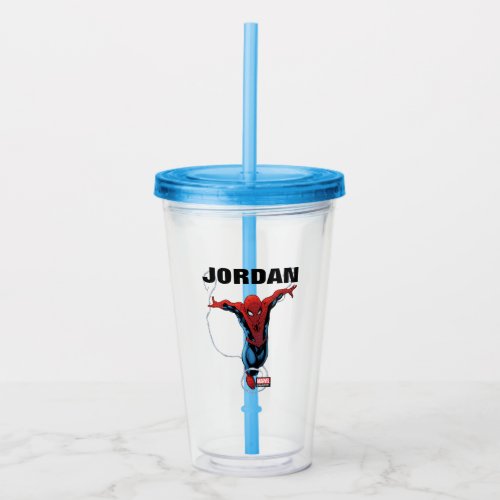 Spider_Man Leaping With Webbing Acrylic Tumbler