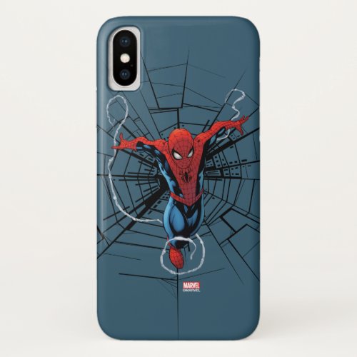 Spider_Man Leaping With Webbing iPhone X Case
