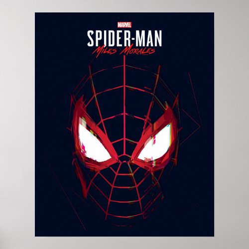 Spider_Man Miles Morales Glitched Mask Graphic Poster