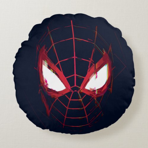 Spider_Man Miles Morales Glitched Mask Graphic Round Pillow