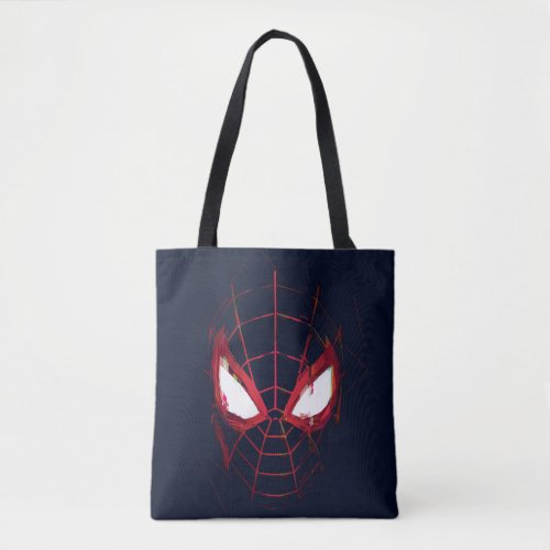 Spider_Man Miles Morales Glitched Mask Graphic Tote Bag