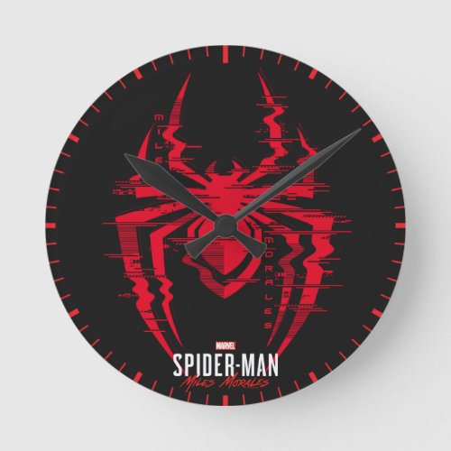 Spider_Man Miles Morales Glitched Spider Icon Round Clock