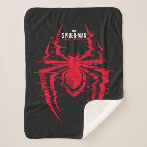 Spider_Man Miles Morales Glitched Spider Icon Sherpa Blanket