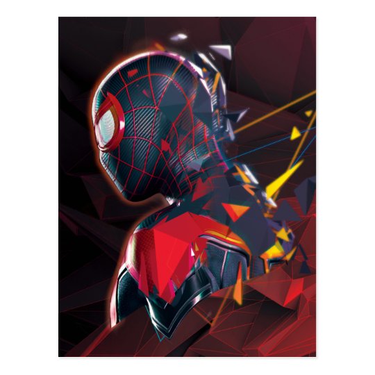 Spider-Man Miles Morales Hi-Tech Geometric Shatter Postcard | Zazzle.com