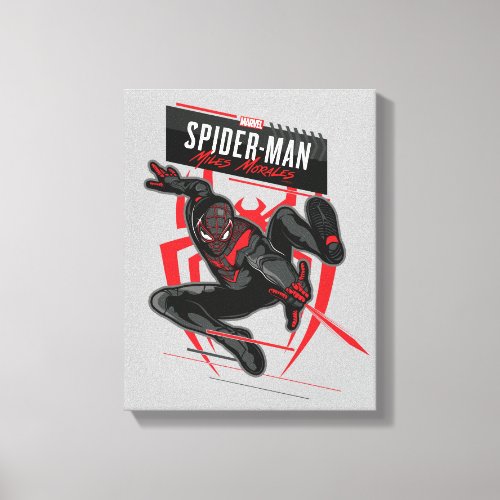 Spider_Man Miles Morales Illustrated Web Shot Canvas Print