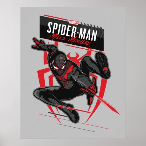 Spider_Man Miles Morales Illustrated Web Shot Poster