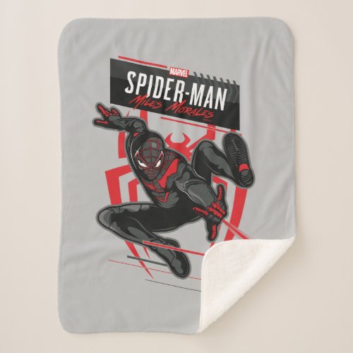 Spider_Man Miles Morales Illustrated Web Shot Sherpa Blanket