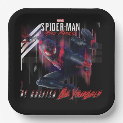 Spider_Man Miles Morales Industrial Glitch Graphic Paper Plates