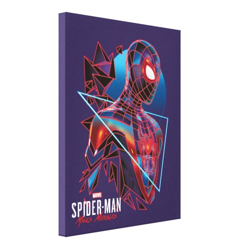 Spider-Man Miles Morales Retro Geometric Shatter Canvas Print | Zazzle