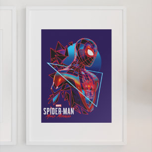 Spider-Man Miles Morales Retro Geometric Shatter Poster