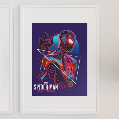 Spider_Man Miles Morales Retro Geometric Shatter Poster