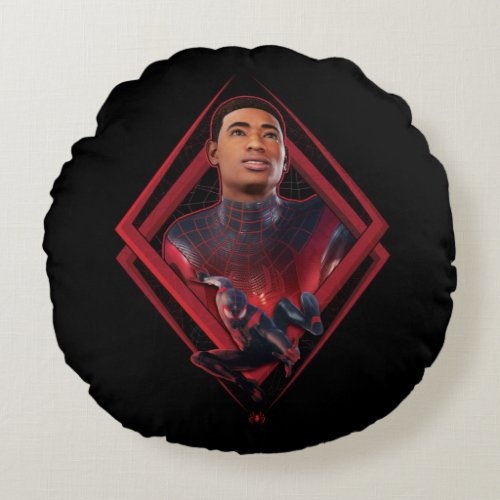 Spider_Man Miles Morales Unmasked Graphic Round Pillow