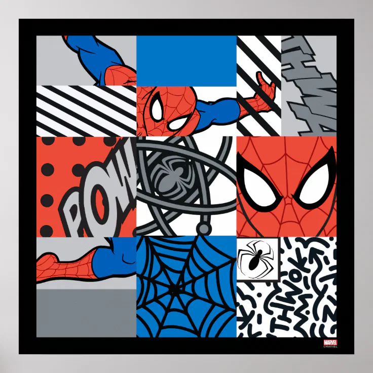 klistermærke Som svar på at fortsætte Spider-Man Pop Art Pattern Poster | Zazzle