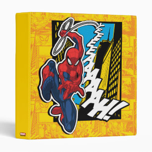 Spider-Man   Pop Art Web-Swinging Comic Panel 3 Ring Binder