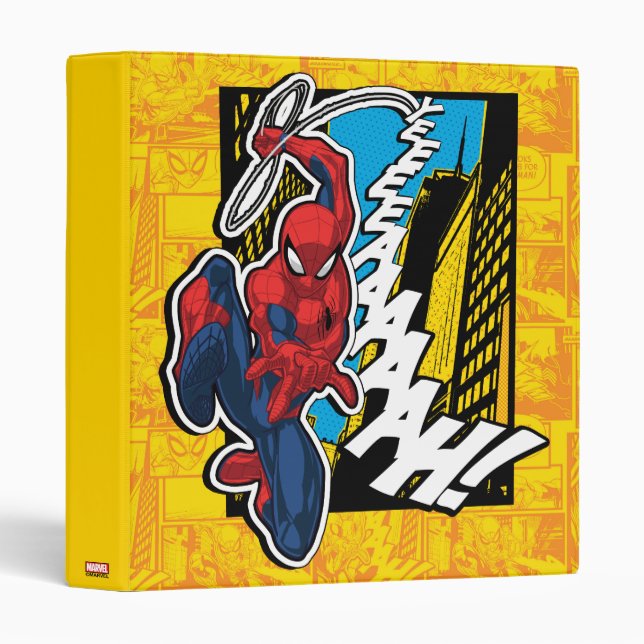 Spider-Man | Pop Art Web-Swinging Comic Panel 3 Ring Binder (Front/Spine)