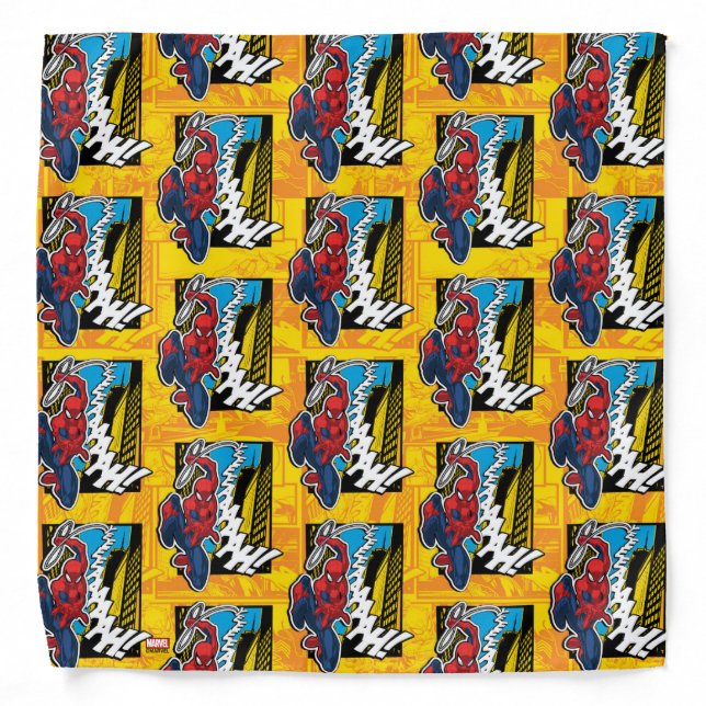 Spider-Man | Pop Art Web-Swinging Comic Panel Bandana (Front)