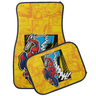 Spider-Man   Pop Art Web-Swinging Comic Panel Car Floor Mat