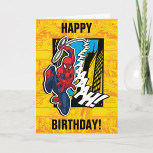 Spider-Man Pop Art Web-Swinging Comic Panel Card