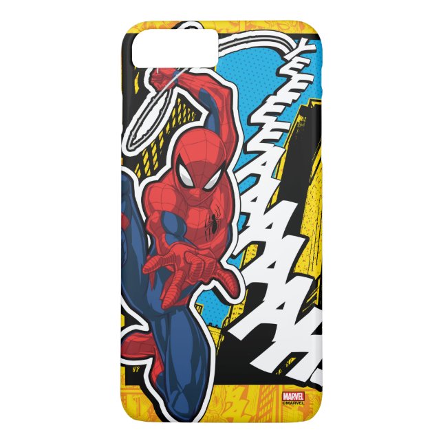 Spider-Man | Pop Art Web-Swinging Comic Panel Case-Mate iPhone Case (Back)