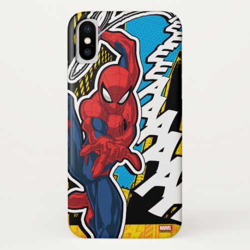 Spider_Man  Pop Art Web_Swinging Comic Panel iPhone X Case