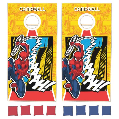 Spider_Man  Pop Art Web_Swinging Comic Panel Cornhole Set