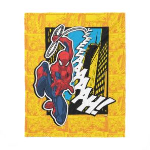 Spider-Man | Pop Art Web-Swinging Comic Panel Fleece Blanket