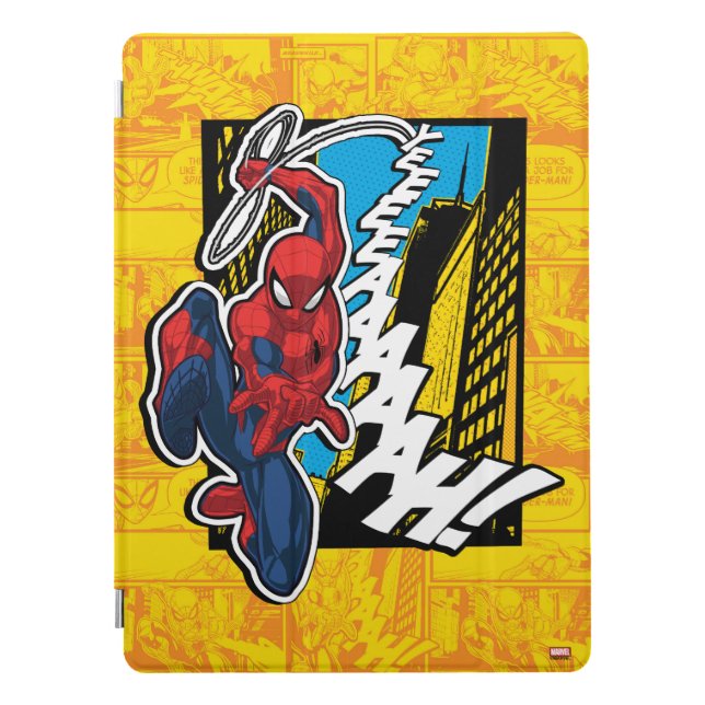 Spider-Man | Pop Art Web-Swinging Comic Panel iPad Pro Cover (Front)