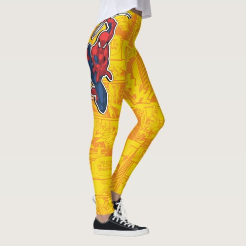 Spider_Man  Pop Art Web_Swinging Comic Panel Leggings