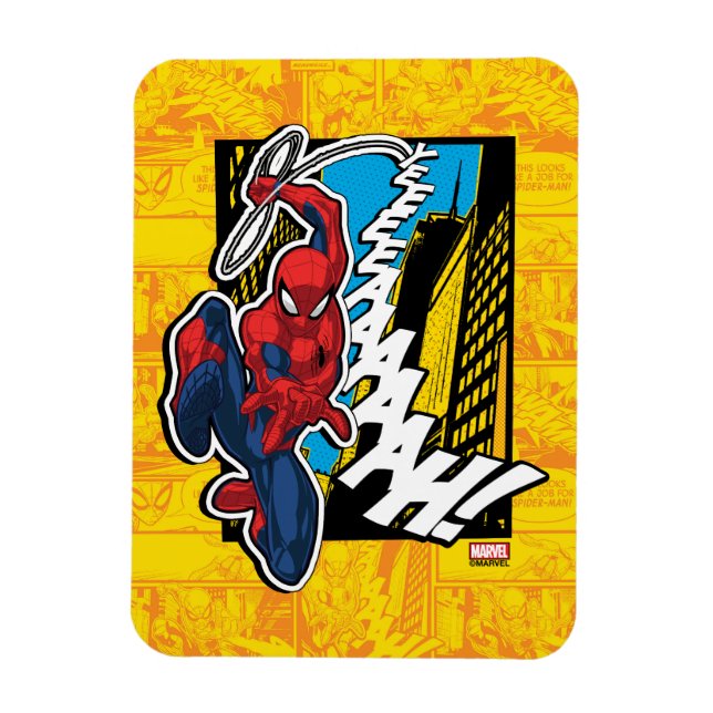 Spider-Man | Pop Art Web-Swinging Comic Panel Magnet (Vertical)