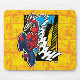 Spider-Man Pop Art Web-Swinging Comic Panel Mouse Pad
