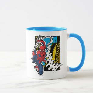 Spider-Man Pop Art Web-Swinging Comic Panel Mug